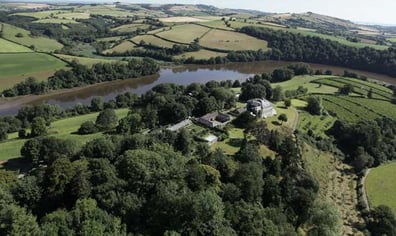 Sharpham Wild for People - view of Sharpham House and Estate beside River Dart LO RES