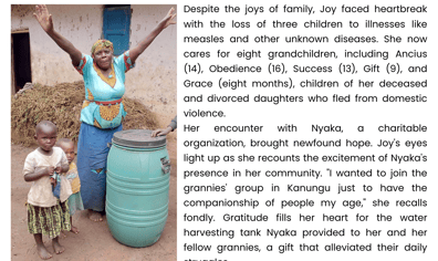 Success Story from Joy Tusingwire - Water Tanks