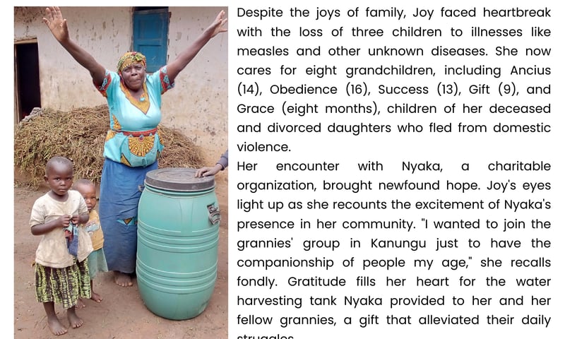 Success Story from Joy Tusingwire - Water Tanks