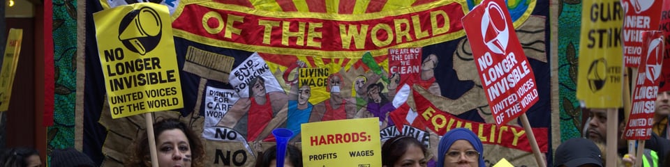 United Voices of the World union banner